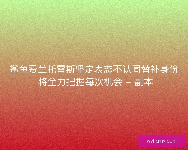 鲨鱼费兰托雷斯坚定表态不认同替补身份 将全力把握每次机会 - 副本