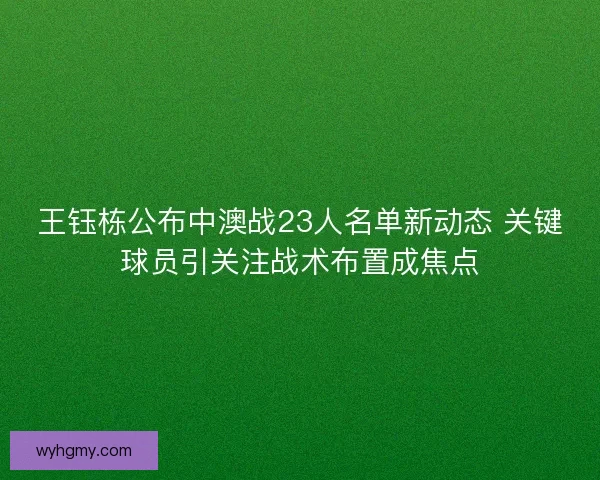 王钰栋公布中澳战23人名单新动态 关键球员引关注战术布置成焦点