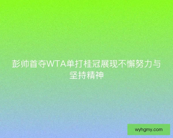 彭帅首夺WTA单打桂冠展现不懈努力与坚持精神