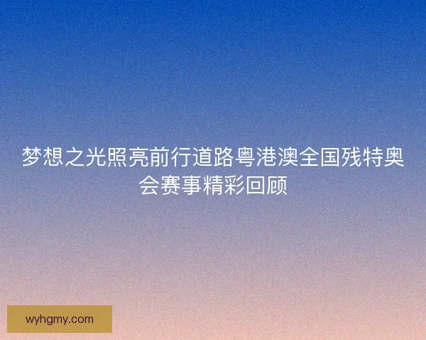 梦想之光照亮前行道路粤港澳全国残特奥会赛事精彩回顾