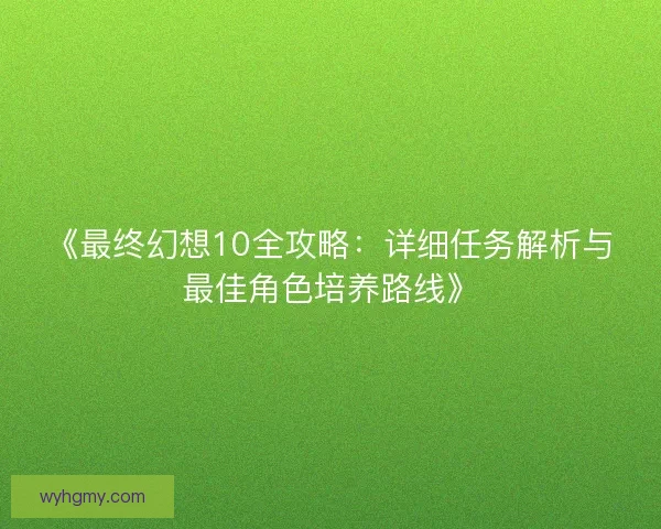 《最终幻想10全攻略：详细任务解析与最佳角色培养路线》